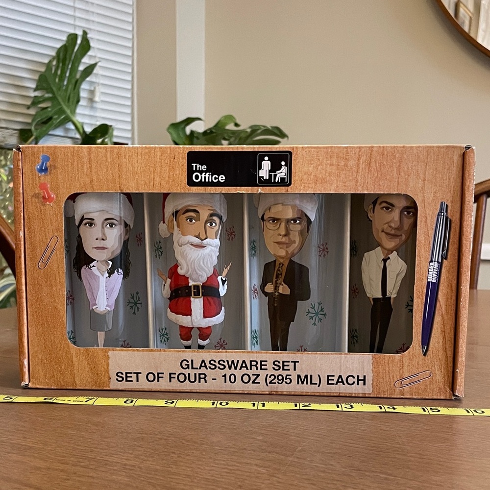 The Office Holiday Christmas Pint Glassware Set of Four